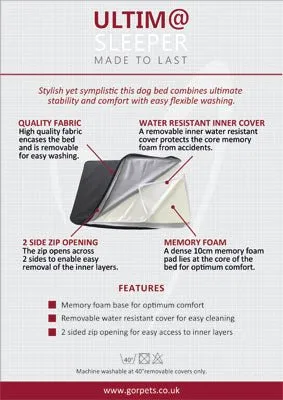 Gor Pets ULTIMA Memory Foam Sleeper Dog Bed