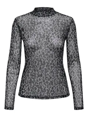 Jdyelsa L/s Highneck Mesh Top Jrs - Grijs Dessin