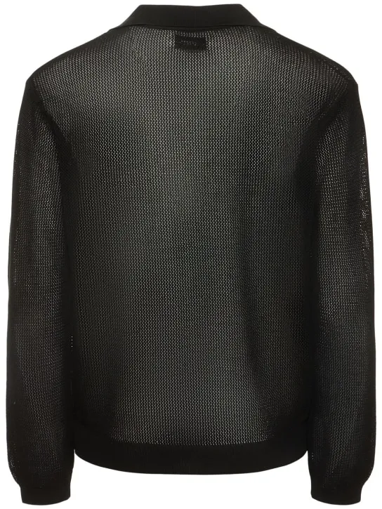 Laneus   Cotton mesh l/s polo 