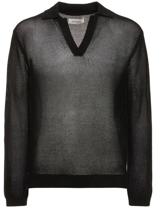 Laneus   Cotton mesh l/s polo 