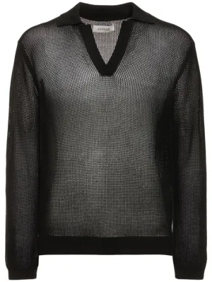 Laneus   Cotton mesh l/s polo 