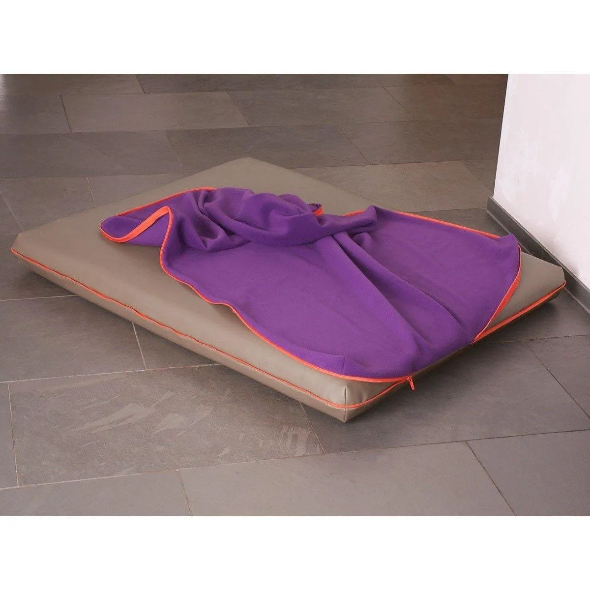 Memory Foam Dog Bed in Brown Faux Leather