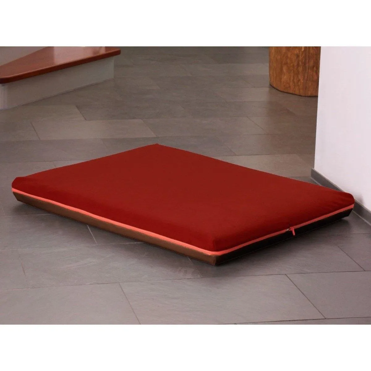 Memory Foam Dog Bed in Brown Faux Leather