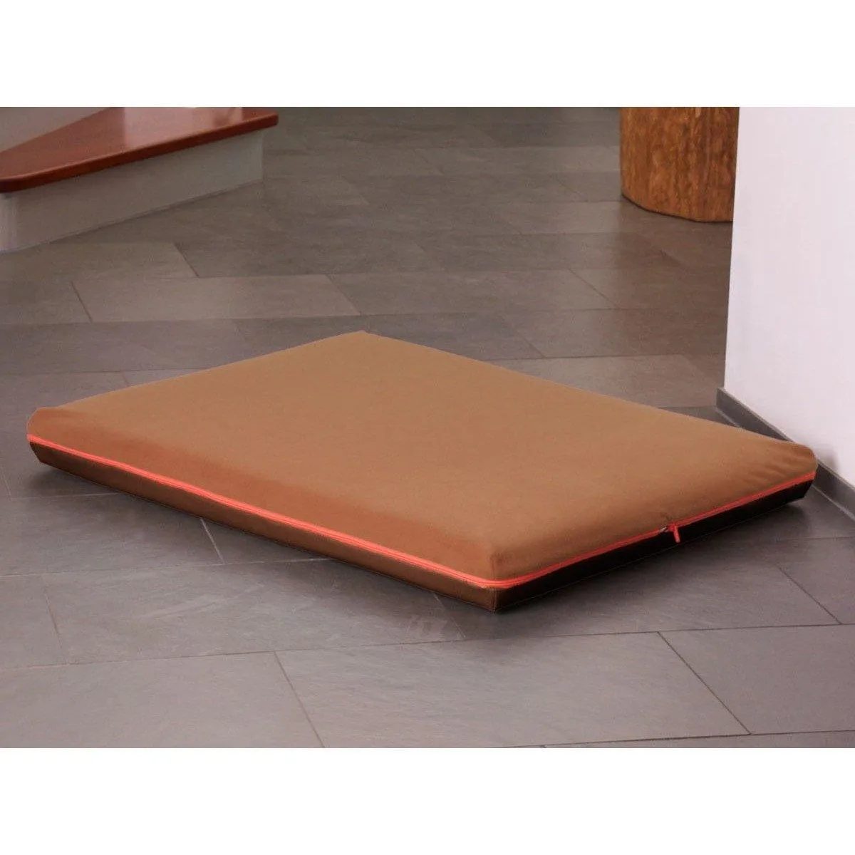 Memory Foam Dog Bed in Brown Faux Leather