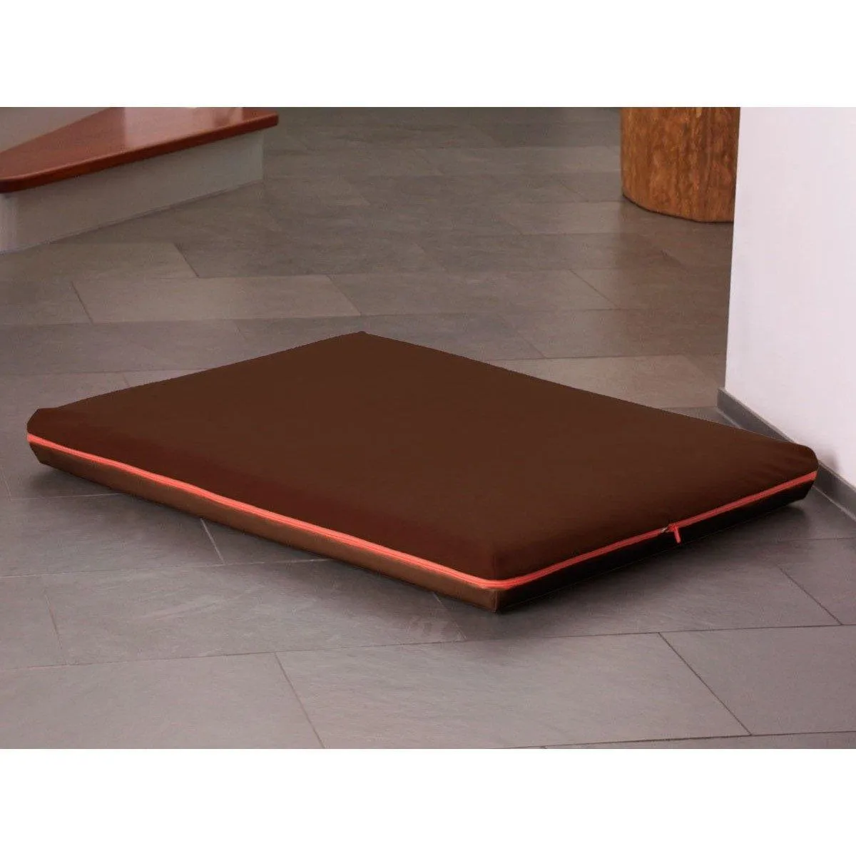Memory Foam Dog Bed in Brown Faux Leather