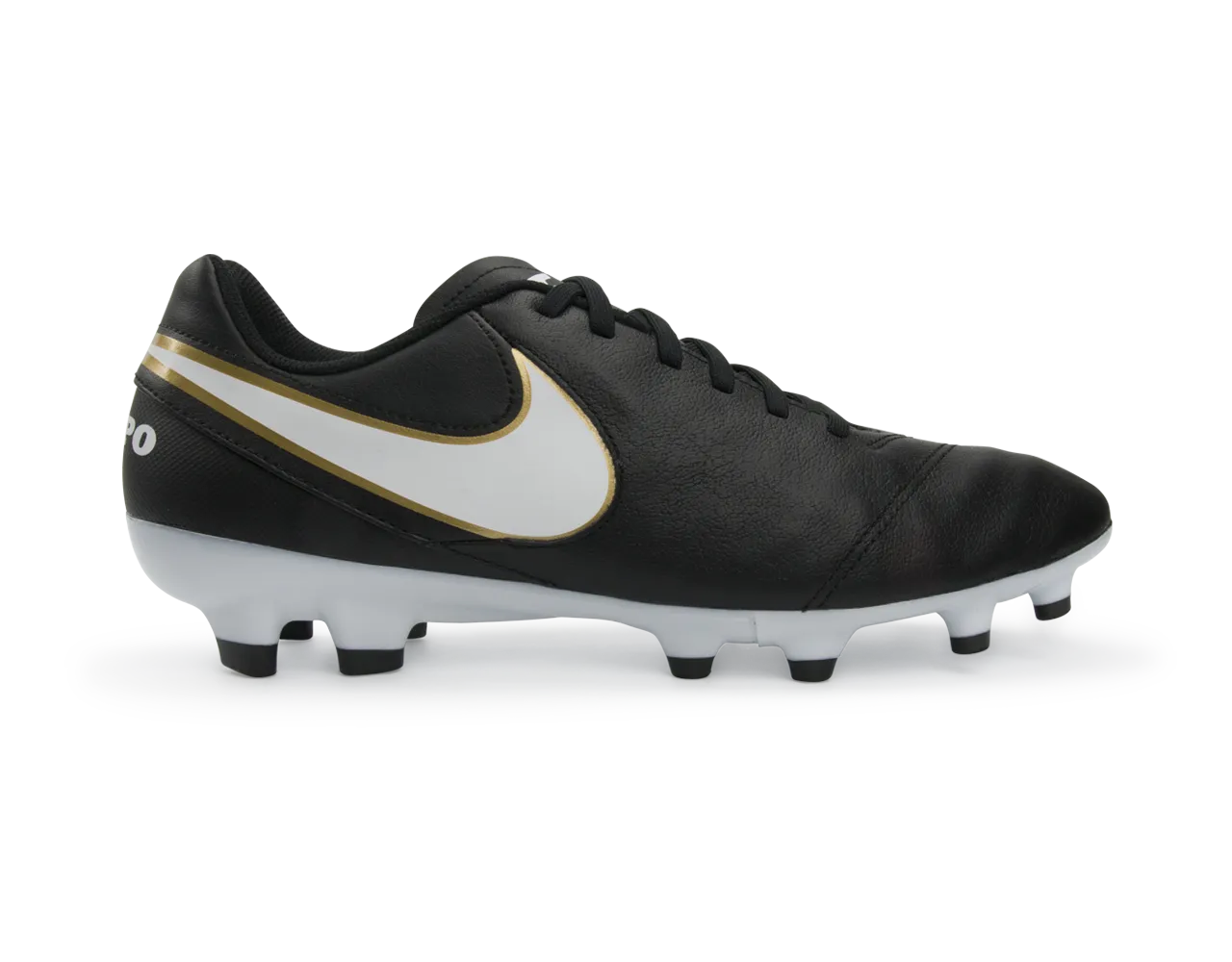 Nike Men's Tiempo Genio II Leather FG Black/White/Metallic Gold