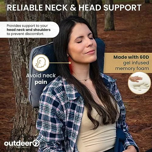 OUTDEER Camping Pillow, Compressible Memory Foam Travel & Camp Pillow for Sleeping Bag with Washable Fleece Pillowcase & Portable Storage Bag, Lightweight, Easy Carry for Outdoors Backpacking Pillow
