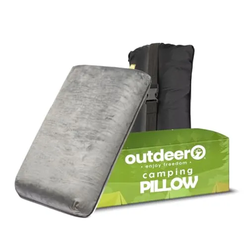 OUTDEER Camping Pillow, Compressible Memory Foam Travel & Camp Pillow for Sleeping Bag with Washable Fleece Pillowcase & Portable Storage Bag, Lightweight, Easy Carry for Outdoors Backpacking Pillow
