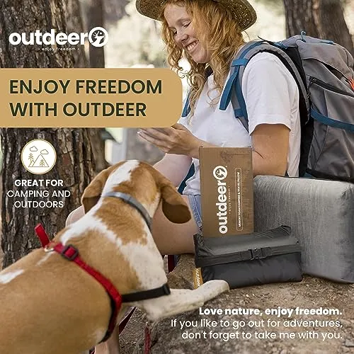 OUTDEER Camping Pillow, Compressible Memory Foam Travel & Camp Pillow for Sleeping Bag with Washable Fleece Pillowcase & Portable Storage Bag, Lightweight, Easy Carry for Outdoors Backpacking Pillow