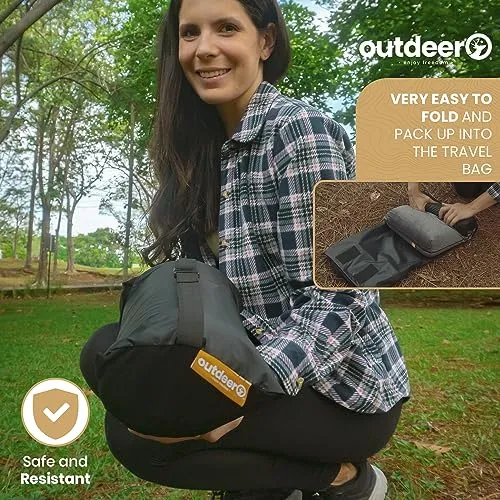 OUTDEER Camping Pillow, Compressible Memory Foam Travel & Camp Pillow for Sleeping Bag with Washable Fleece Pillowcase & Portable Storage Bag, Lightweight, Easy Carry for Outdoors Backpacking Pillow