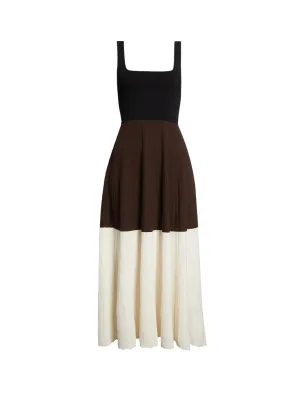 Pleated Mesh Midi Dress
