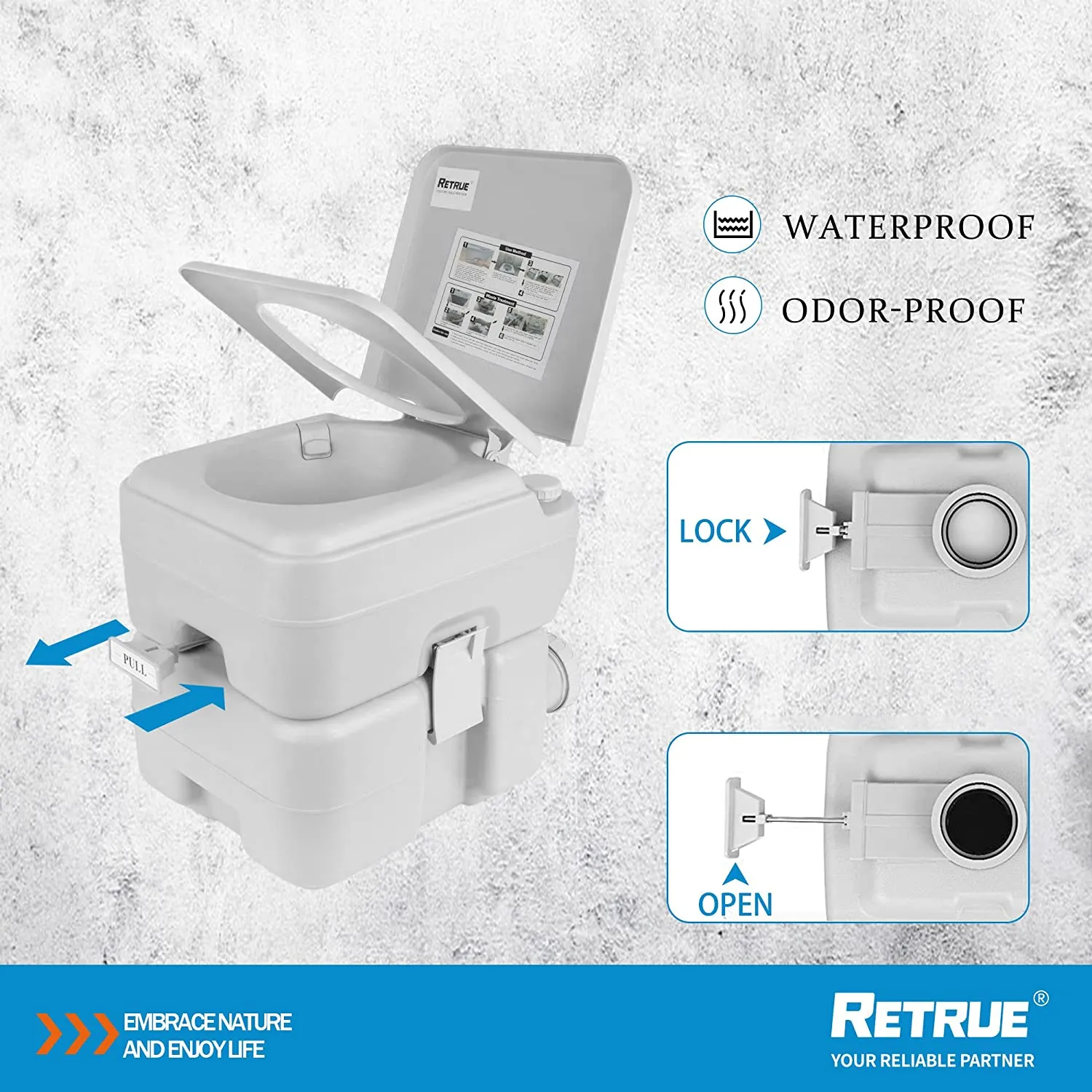 Portable Toilet Camping Porta Potty with brush
