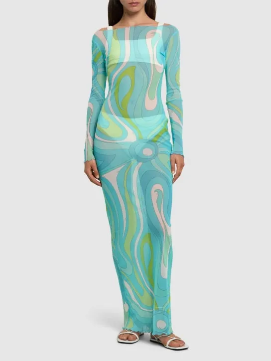 Pucci   Printed mesh long dress 