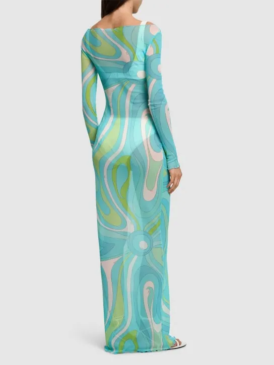 Pucci   Printed mesh long dress 
