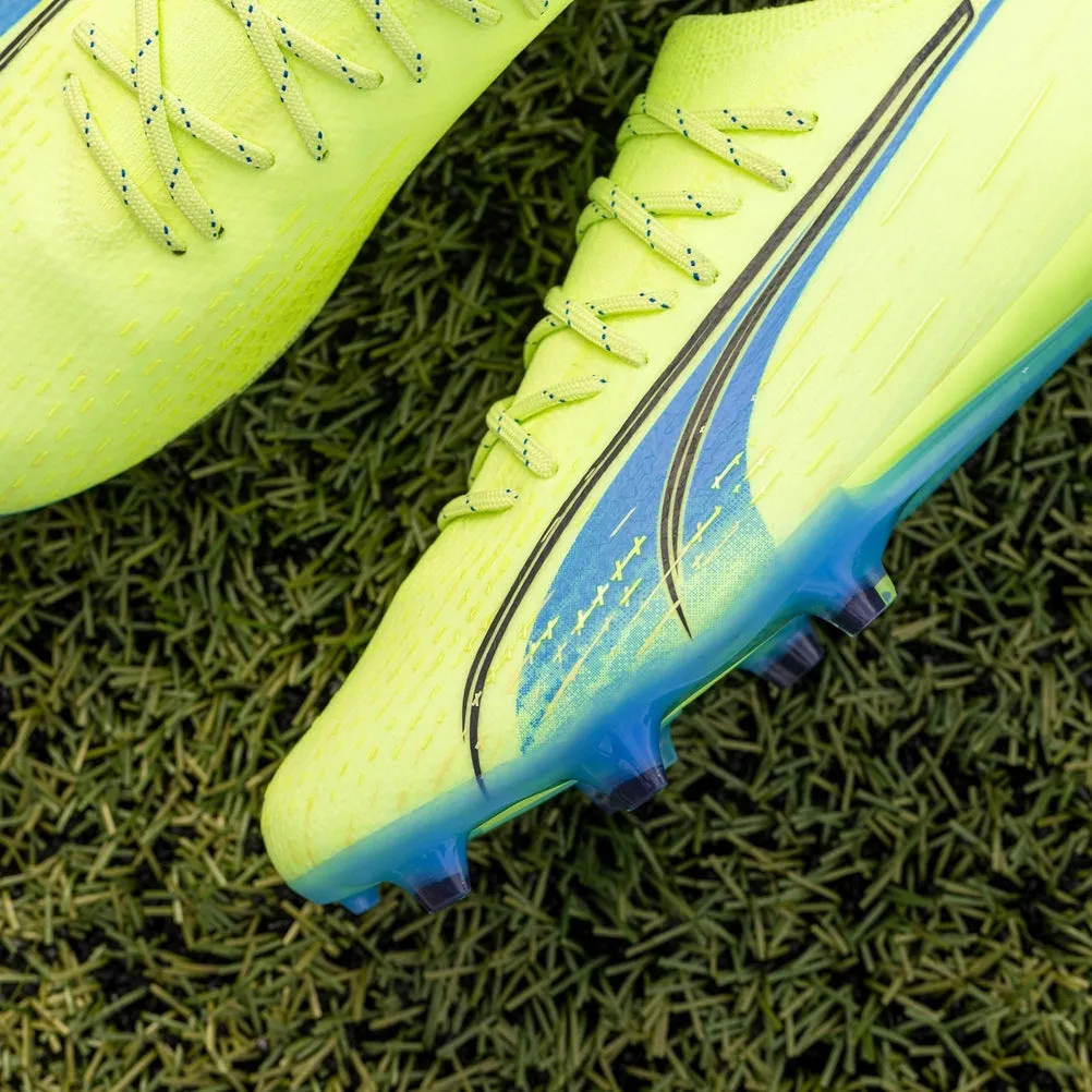 Puma Ultra Ultimate FG/AG Soccer Cleats 106868 01  FIZZY LIGHT-PARISIAN NIGHT-BLUE GLIMMER