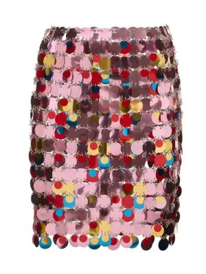 Rabanne   Round sequined mesh mini skirt 