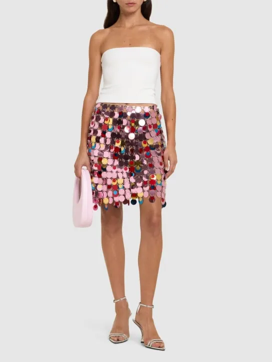 Rabanne   Round sequined mesh mini skirt 