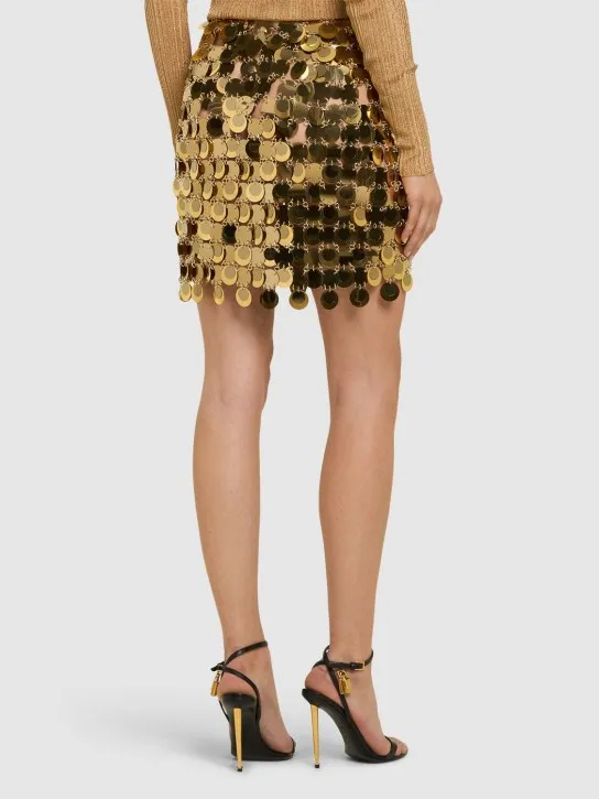 Rabanne   Round sequined mesh mini skirt 