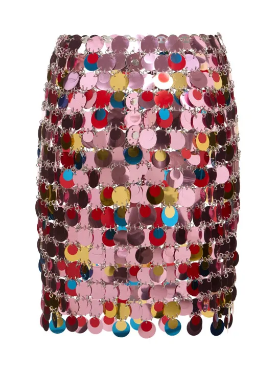 Rabanne   Round sequined mesh mini skirt 