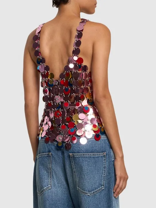 Rabanne   Round sequined mesh top 