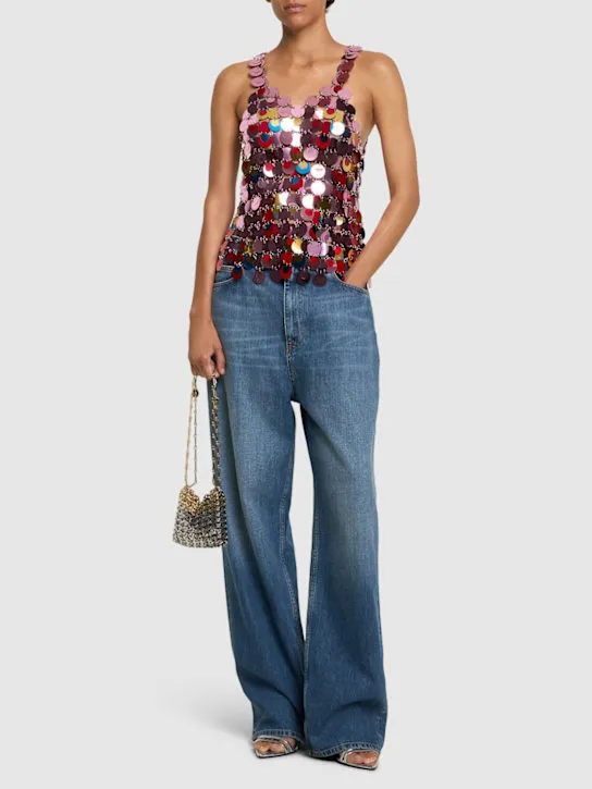 Rabanne   Round sequined mesh top 