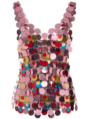 Rabanne   Round sequined mesh top 