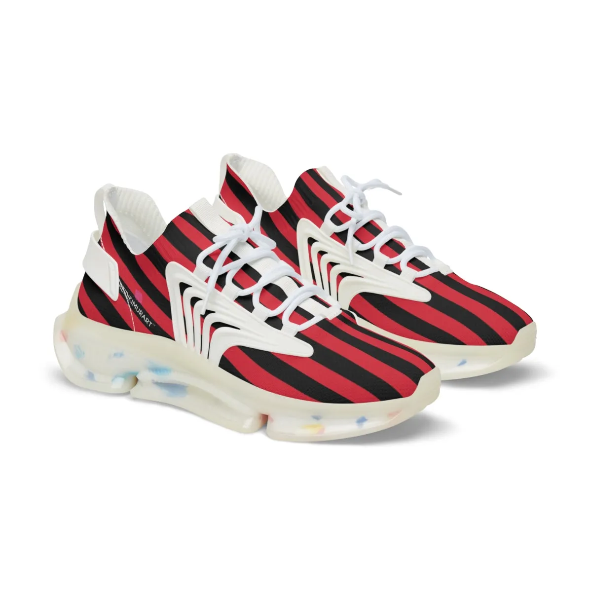 Red Striped Print Men's Shoes, Best Comfy Men's Mesh Sports Sneakers Shoes (US Size: 5-12)