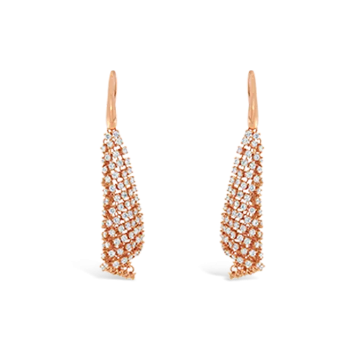 Rose Gold & Diamond Mesh Dangle Earrings