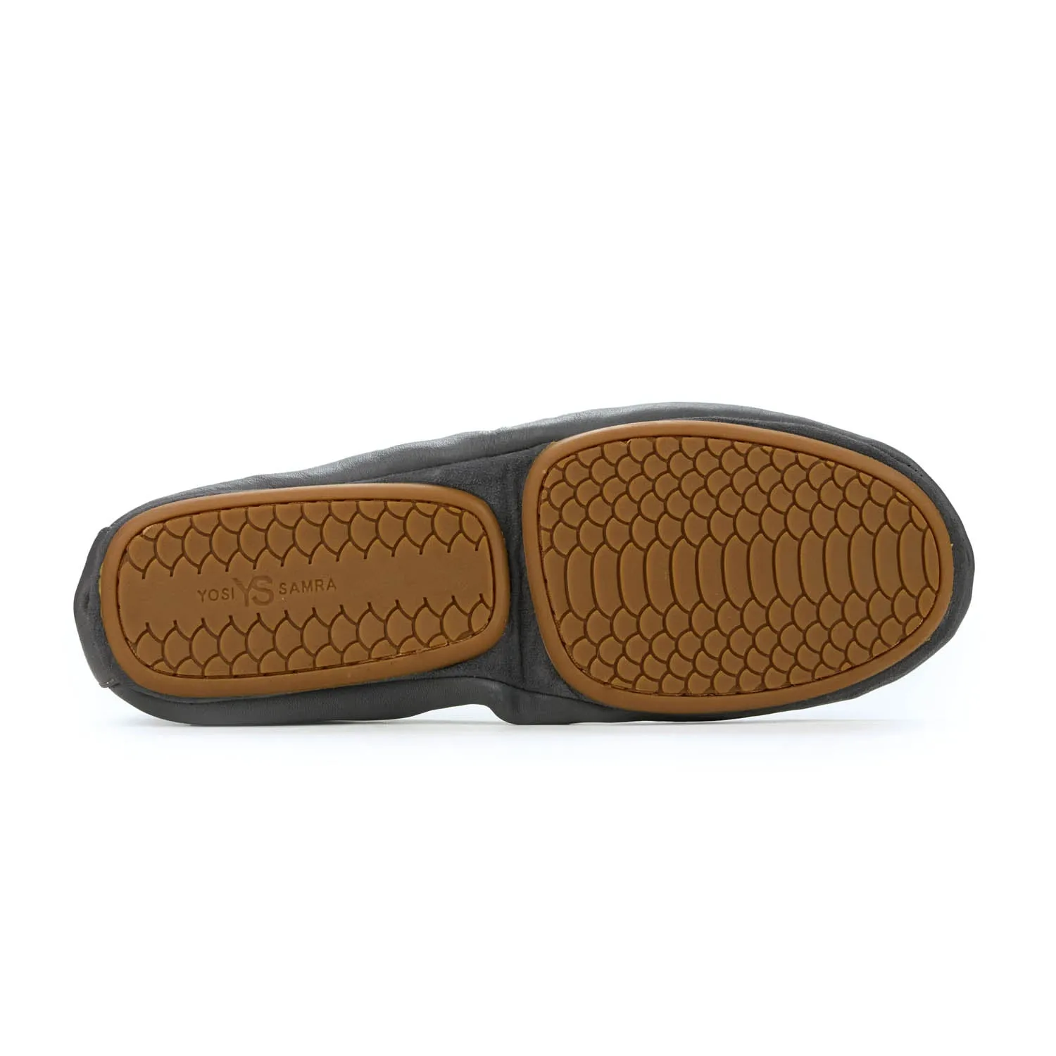 Samara Foldable Ballet Flat in Dark Grey Leather