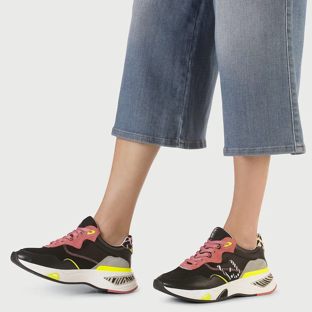 Scarpe Donna LIU JO Sneakers in Mesh Suede e Raso Nero e Rosa