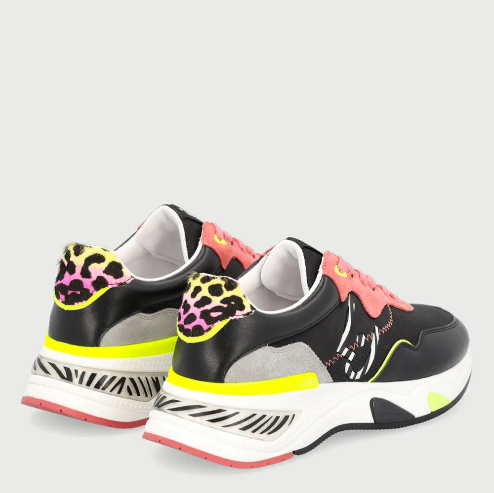 Scarpe Donna LIU JO Sneakers in Mesh Suede e Raso Nero e Rosa