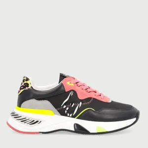 Scarpe Donna LIU JO Sneakers in Mesh Suede e Raso Nero e Rosa