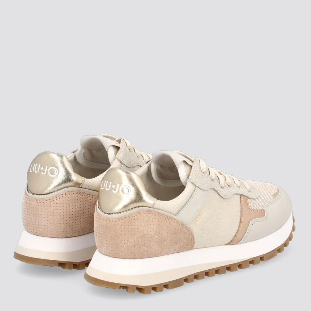 Scarpe Donna LIU JO Sneakers in Pelle e Mesh color Oro