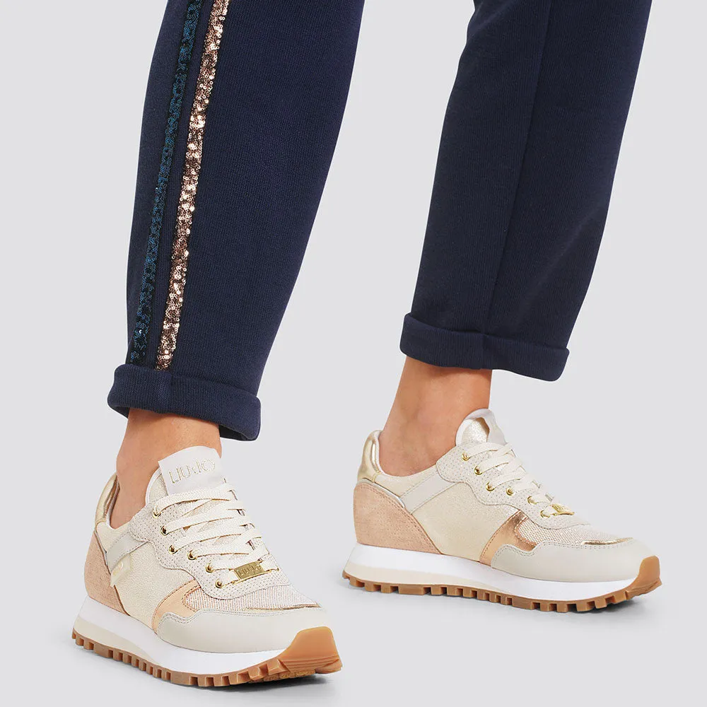 Scarpe Donna LIU JO Sneakers in Pelle e Mesh color Oro