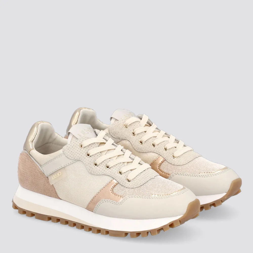 Scarpe Donna LIU JO Sneakers in Pelle e Mesh color Oro