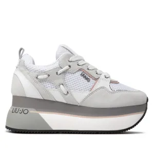 Scarpe Donna LIU JO Sneakers Platform Super Maxi Wonder in Pelle Suede e Mesh colore Bianco