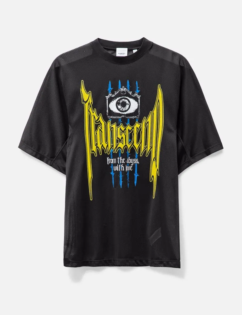 Slogan Print Nylon Mesh T-shirt