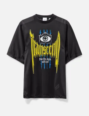 Slogan Print Nylon Mesh T-shirt