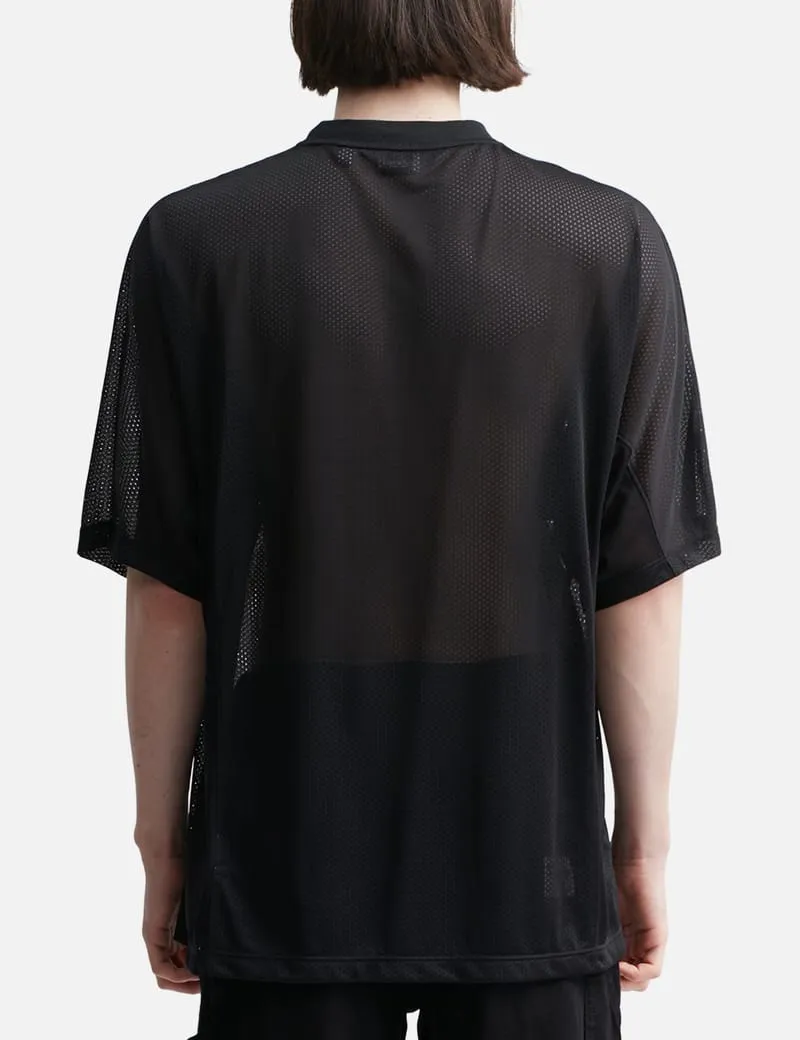 Slogan Print Nylon Mesh T-shirt