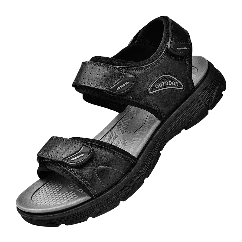 Sohiwoo Genuine Leather Men's Sandals Summer New Outdoor Ultra-light Walking Treking Casual Shoes Hiking Men Slippers Beach Wading Shoes