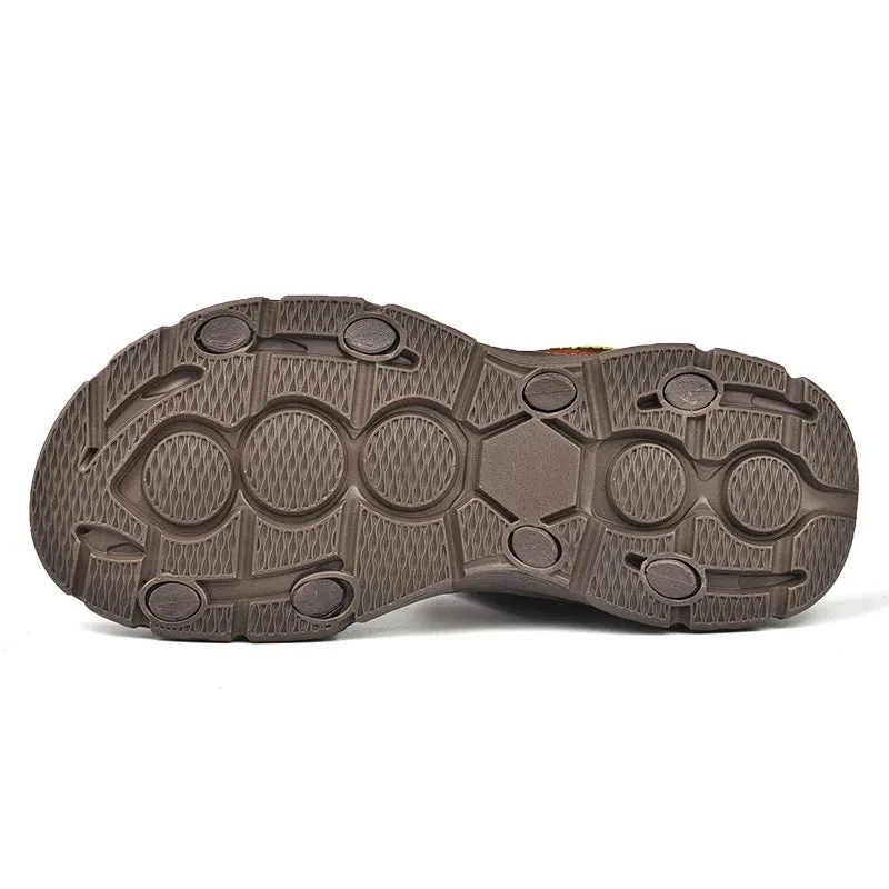 Sohiwoo Genuine Leather Men's Sandals Summer New Outdoor Ultra-light Walking Treking Casual Shoes Hiking Men Slippers Beach Wading Shoes