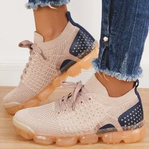 Sohiwoo  Women Walking Running Sneaker Casual Mesh Knit Air Cushion Sneakers