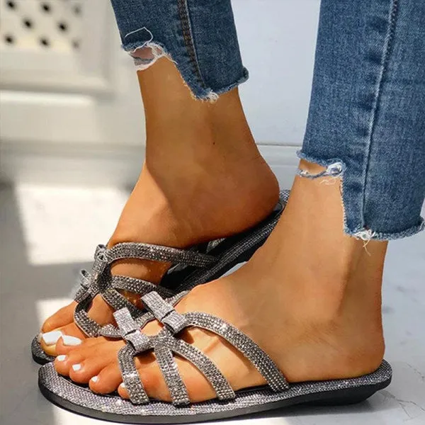 Sohiwoo  Women's Cute Summer Bow Flat Slippers