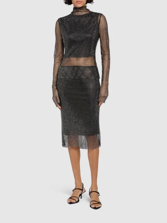 Sportmax   Zinnia embellished mesh midi skirt 