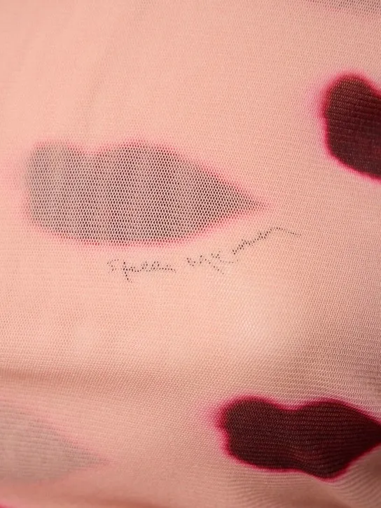 Stella McCartney   Lip print mesh long dress 