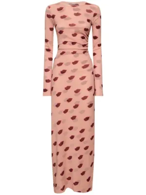 Stella McCartney   Lip print mesh long dress 
