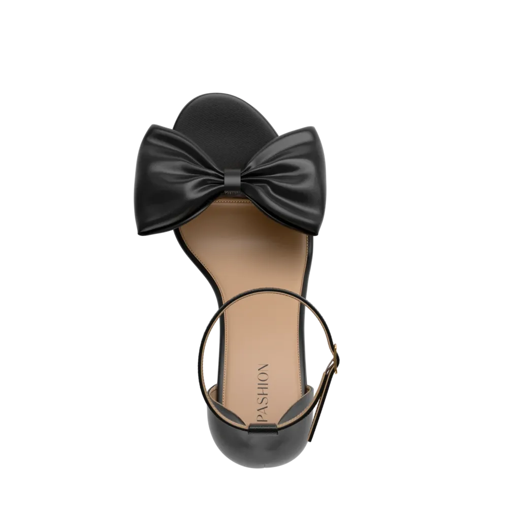 The Pashionista - Coal Satin Bow 3 Stiletto