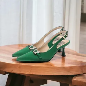 TSS24 Women's Casual Shoes - Leather Pumps - Thin Mid-Heel Sandal