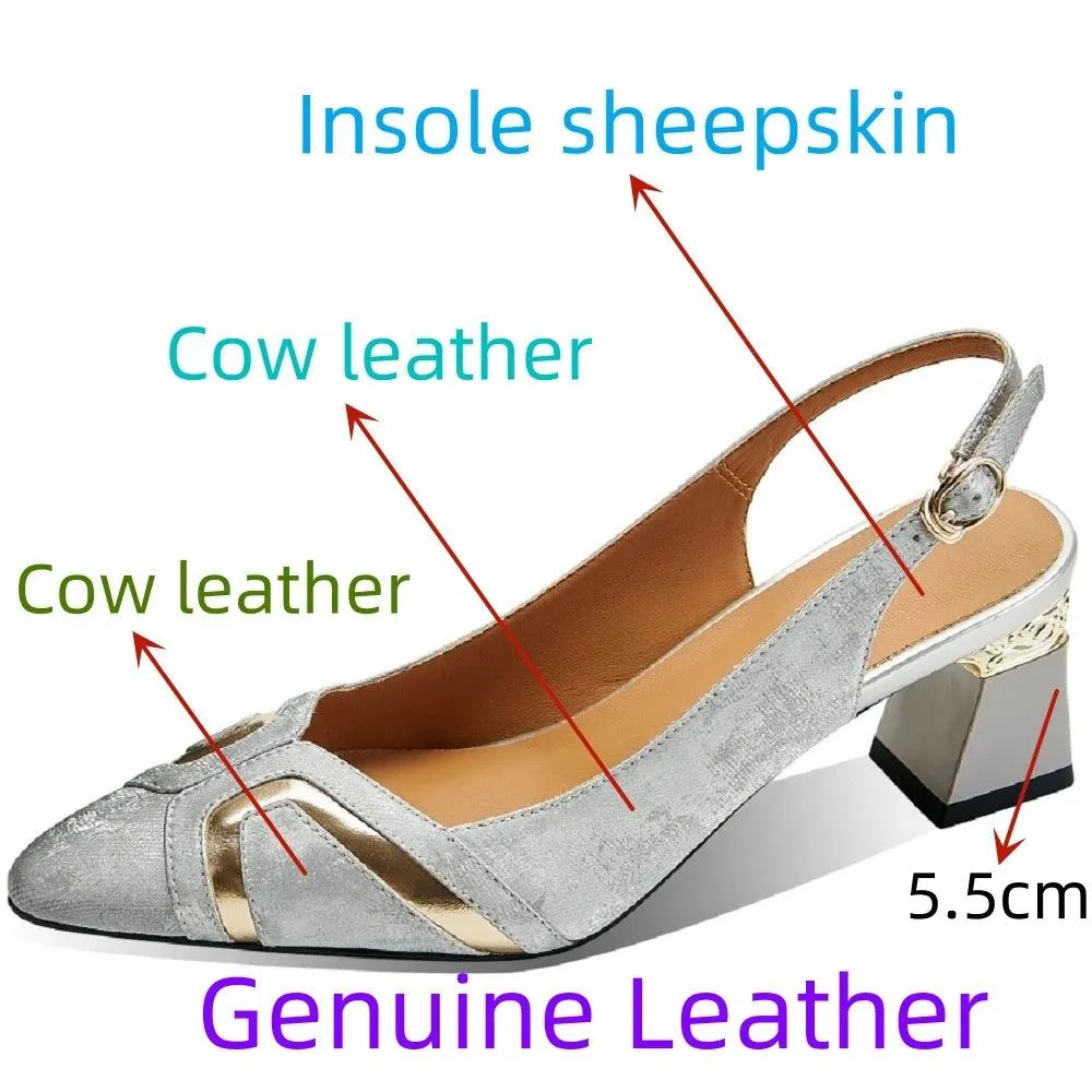 TSS58 Leather Heels Pumps Sandals - Women's Casual Shoes