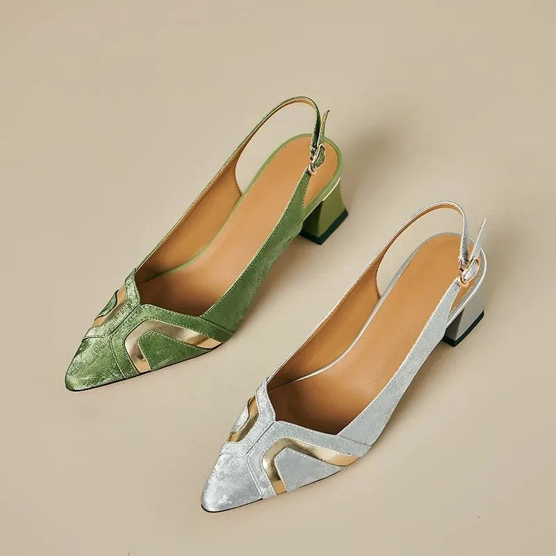 TSS58 Leather Heels Pumps Sandals - Women's Casual Shoes